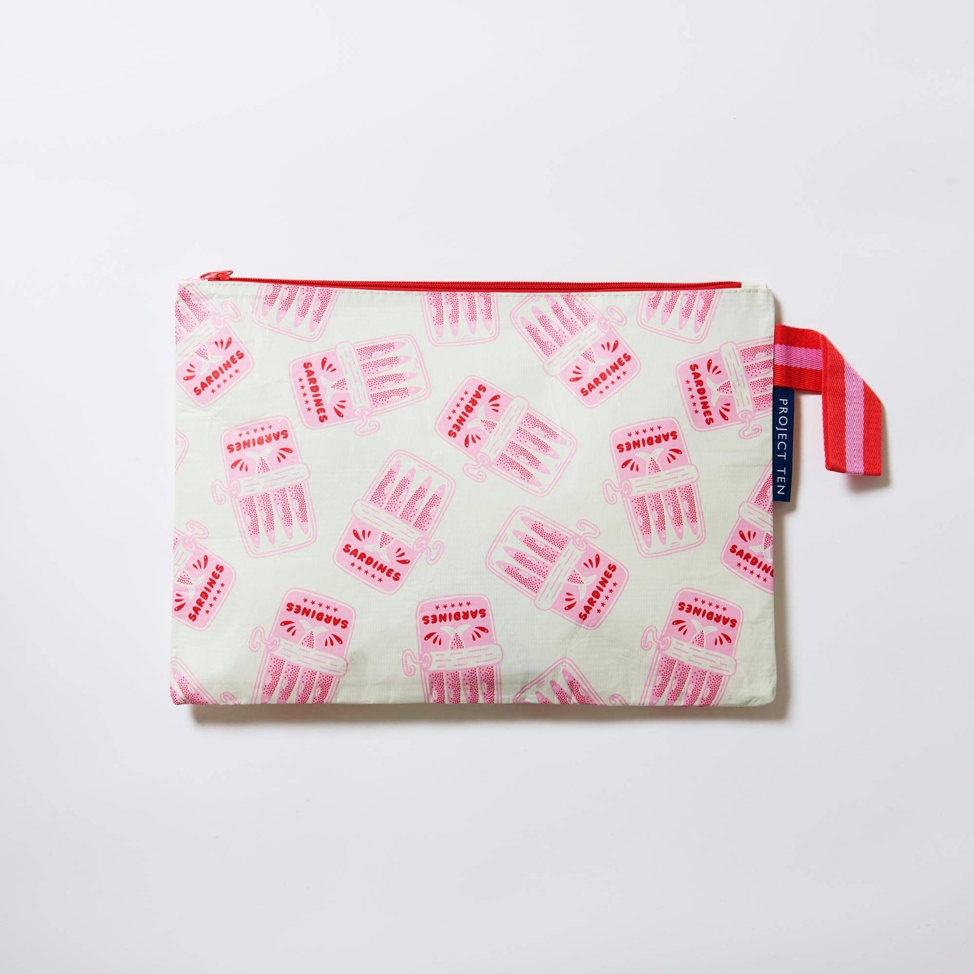 Small pouch with pink pattern on a light background